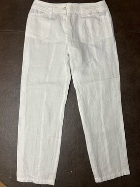 Basler White Straight-Leg Linen Pants